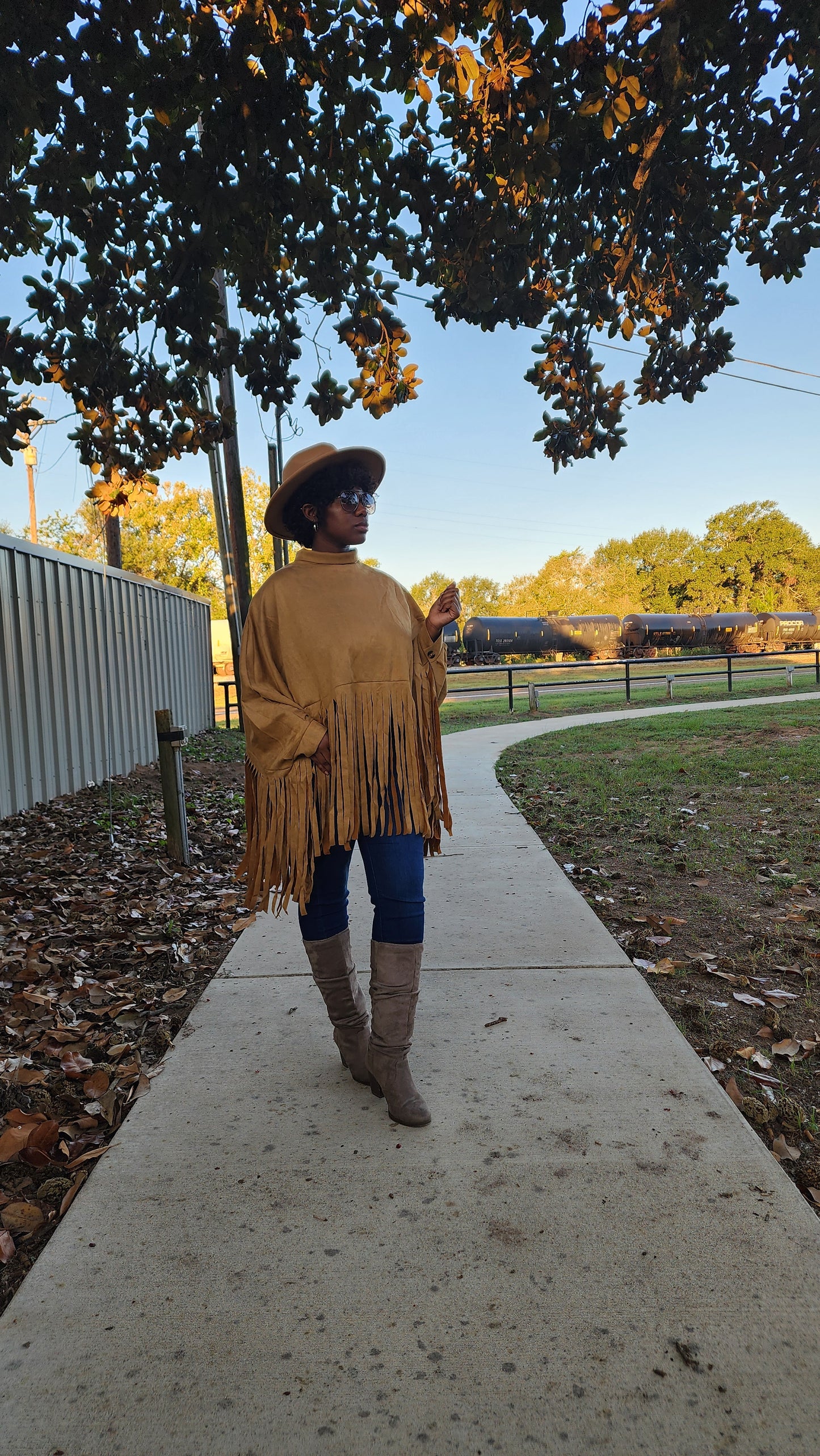 "Khaki Brown" Long Sleeve Pullover Fringe Crop Top
