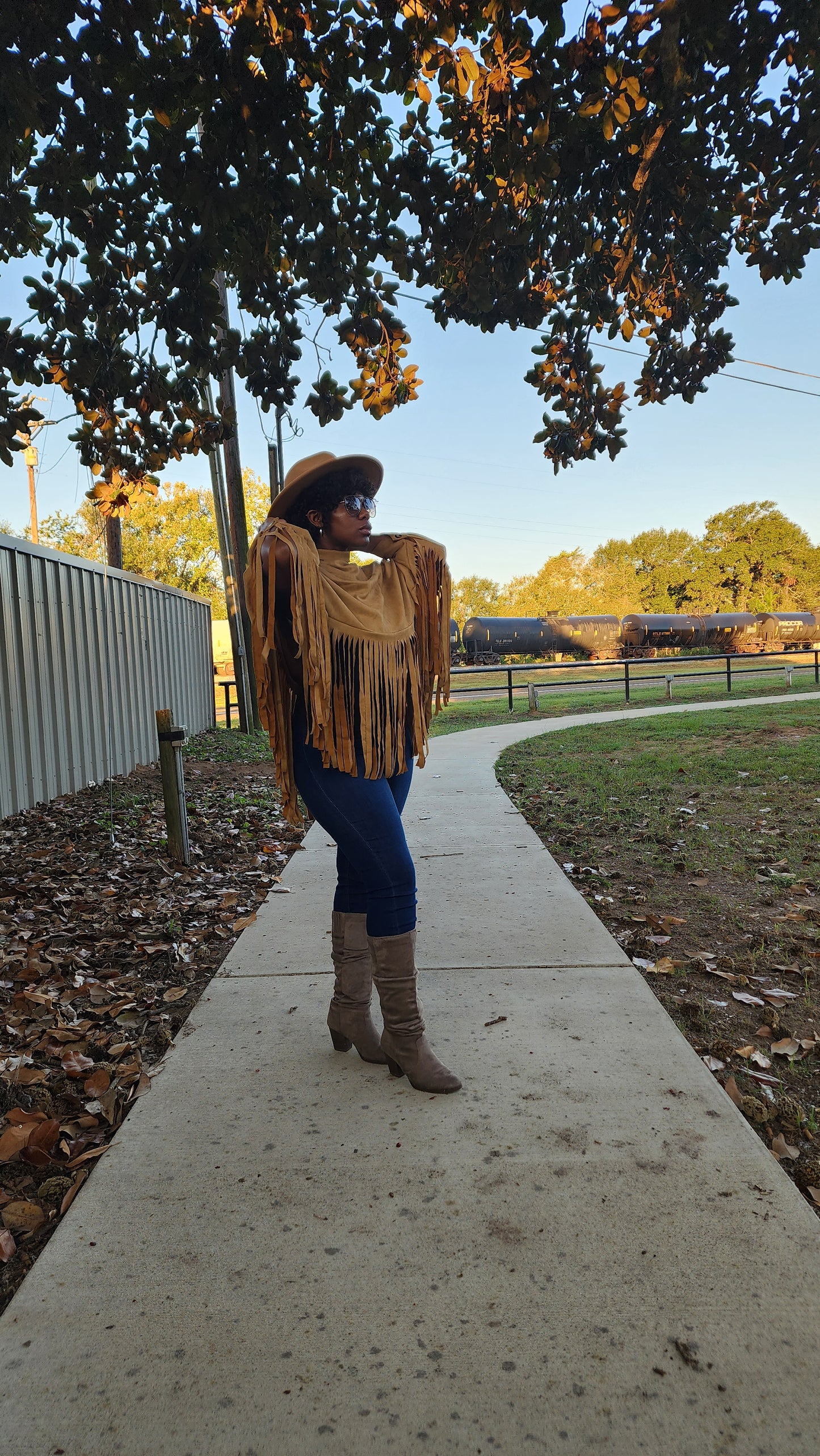 "Khaki Brown" Long Sleeve Pullover Fringe Crop Top