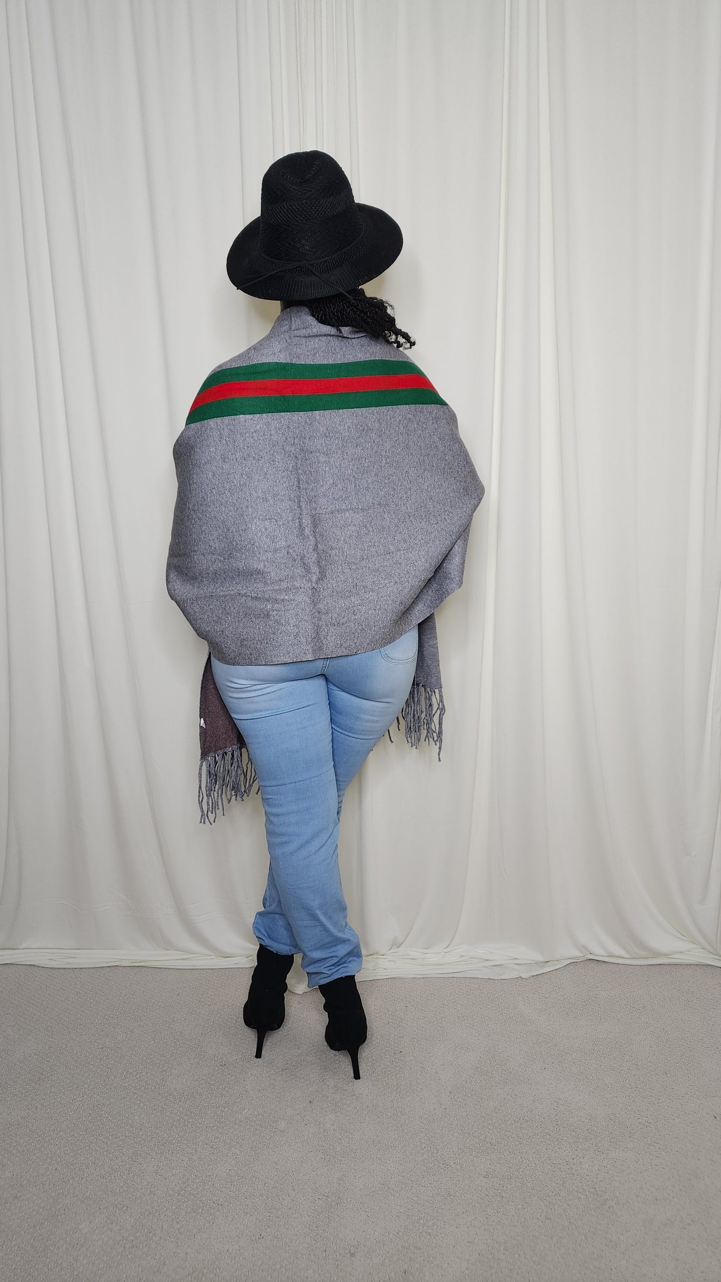 The Luxe Fringe Poncho- Grey