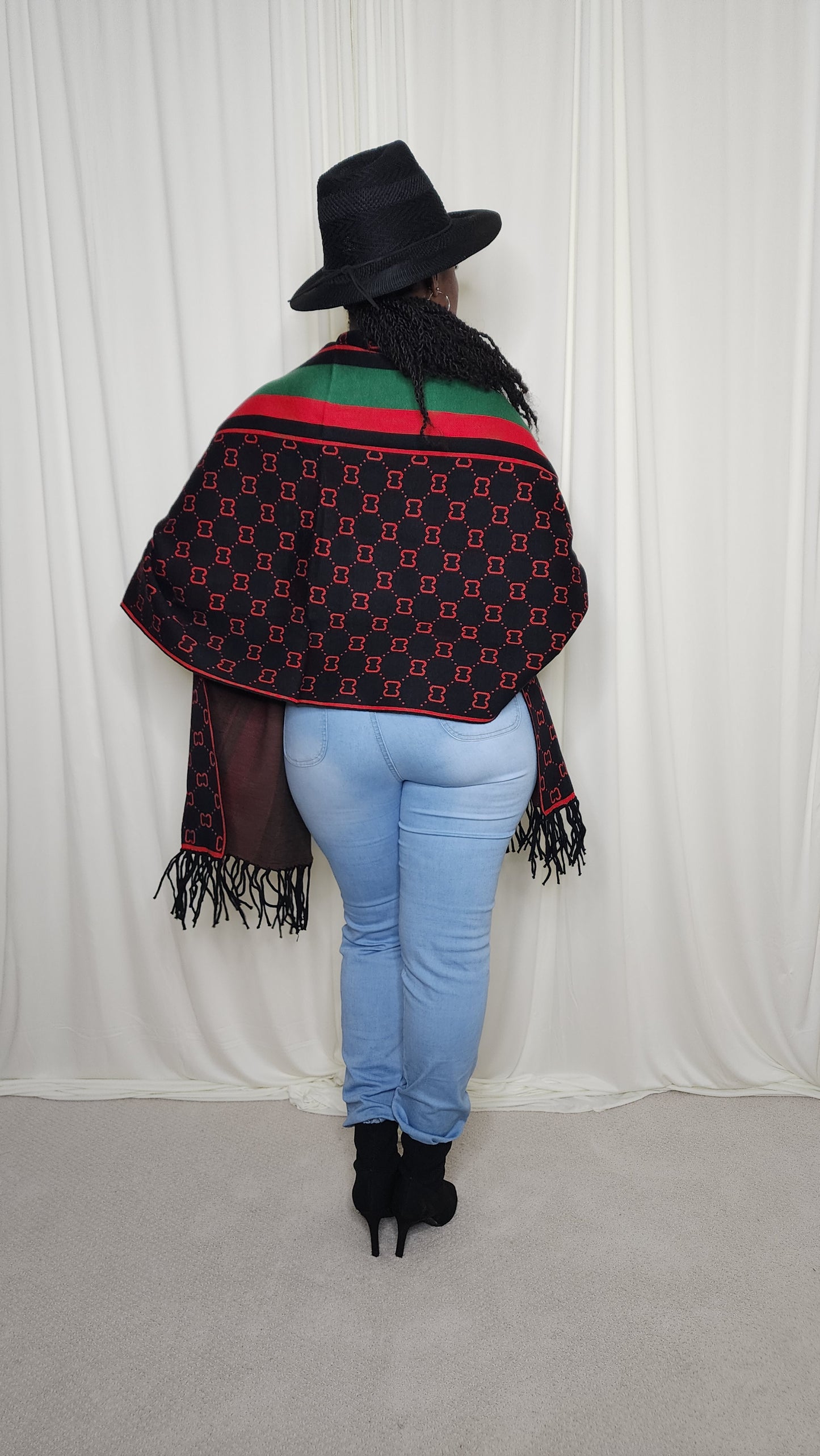 The Luxe Fringe Poncho- Black