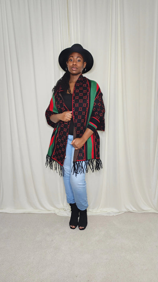 The Luxe Fringe Poncho- Black