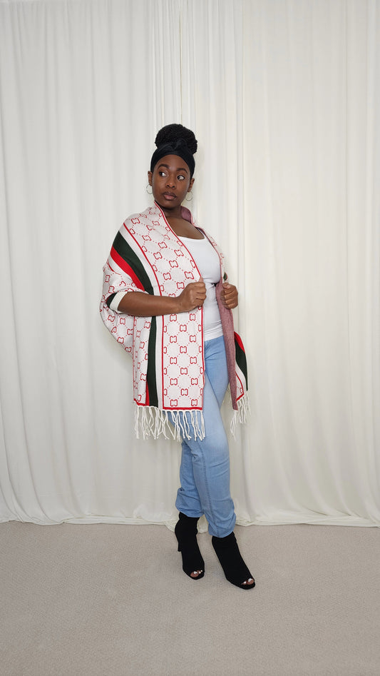 The Luxe Fringe Poncho- Cream