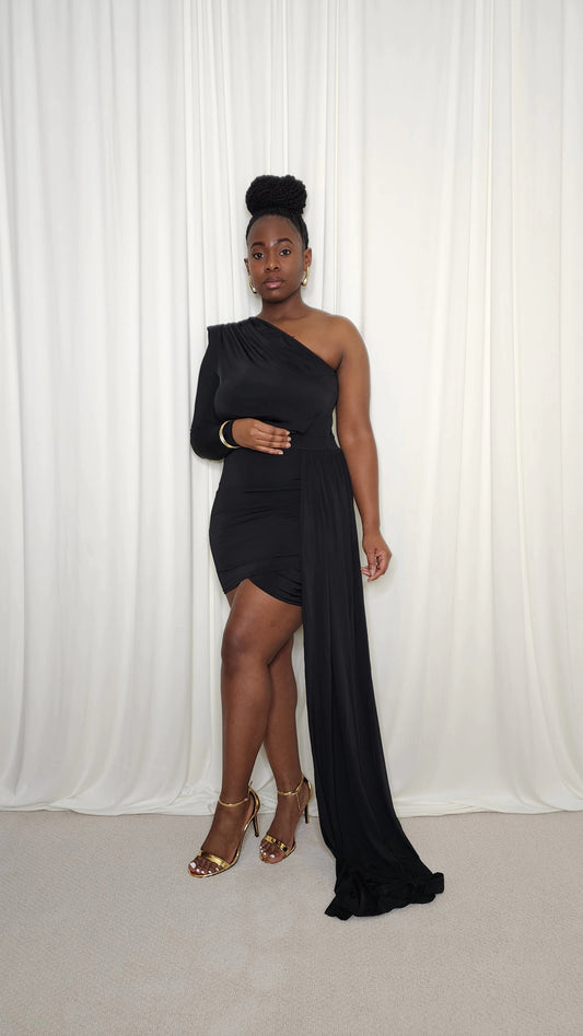 Cold Shoulder Mini Dress- Black