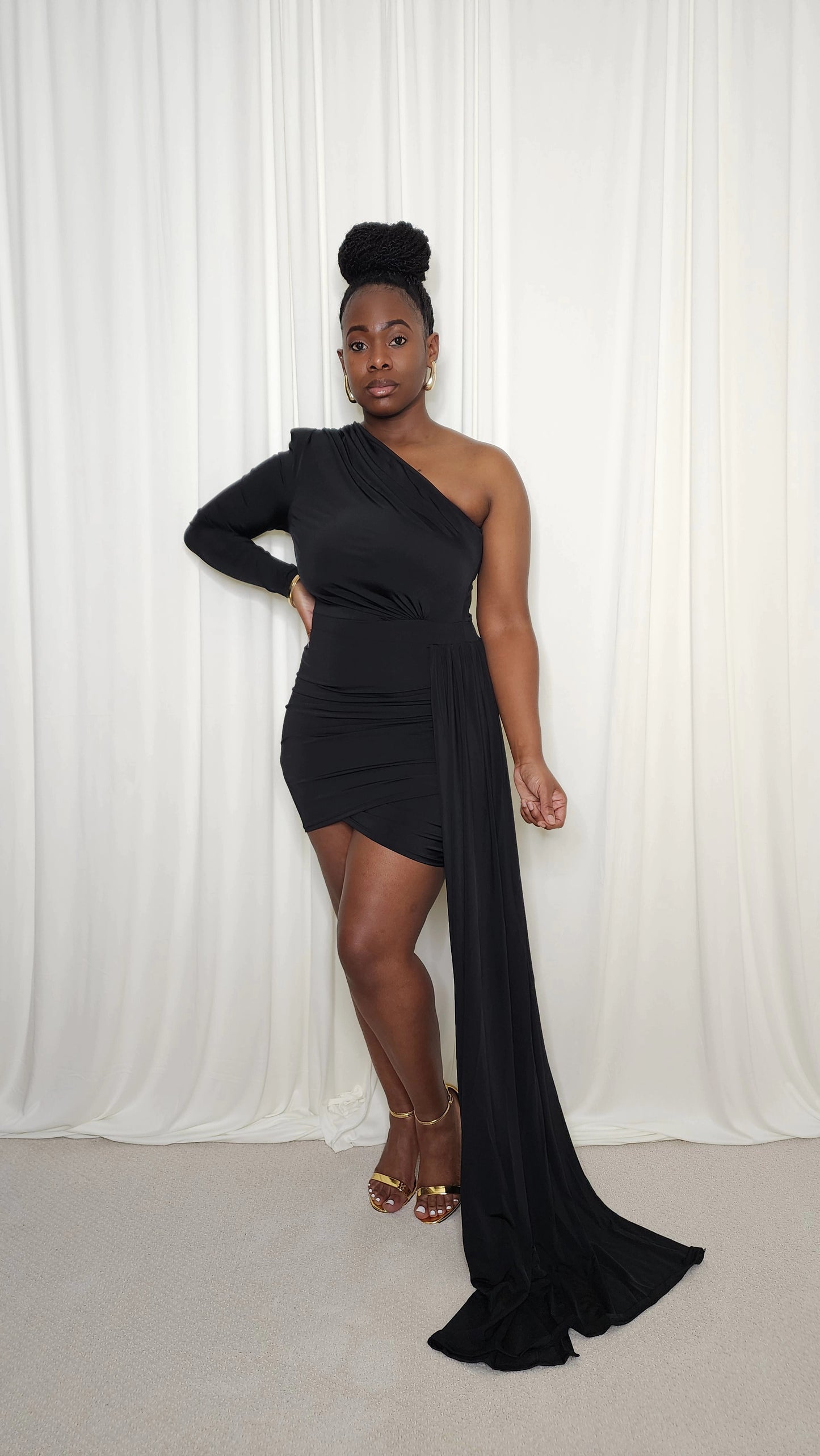 Cold Shoulder Mini Dress- Black