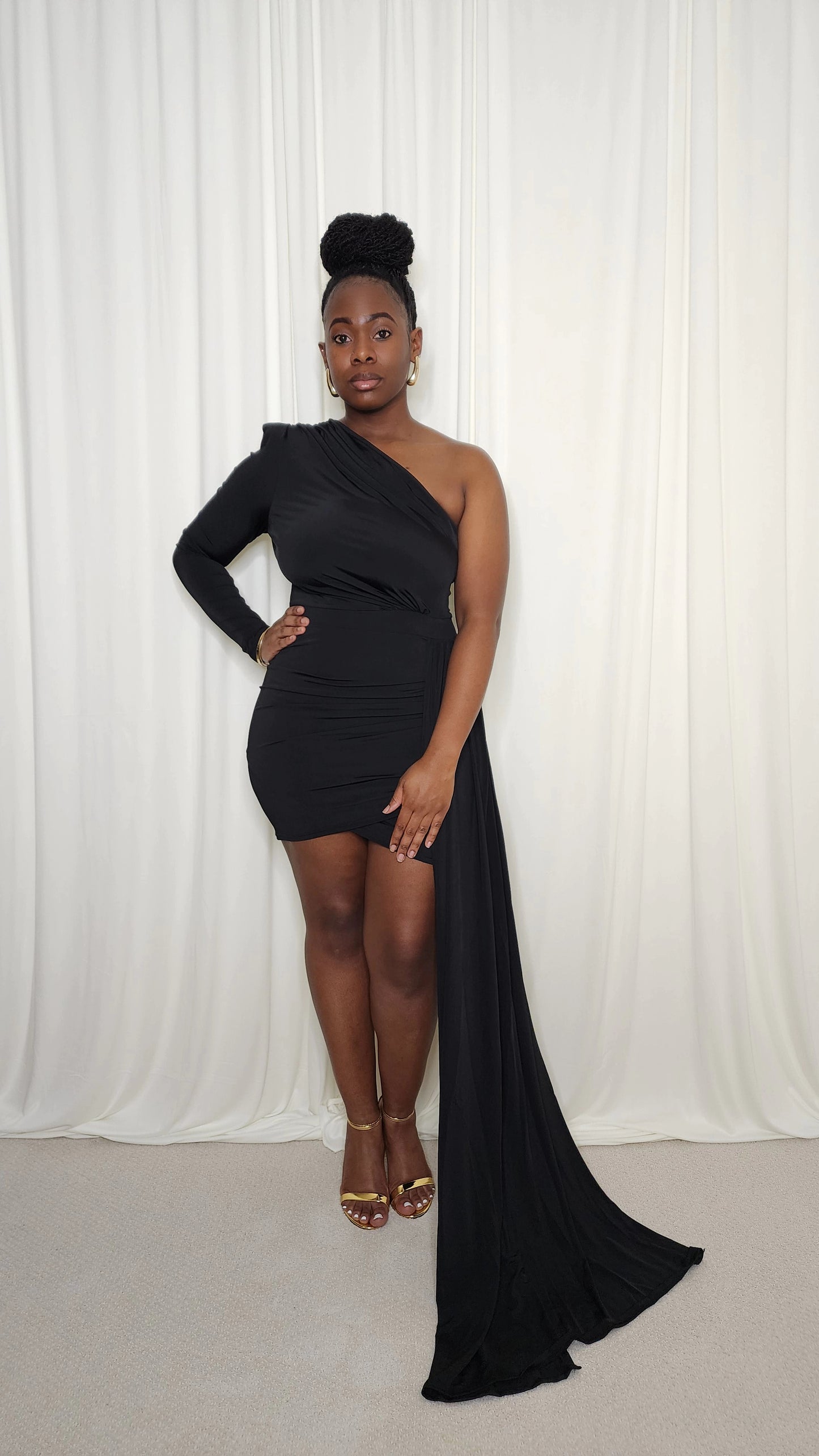 Cold Shoulder Mini Dress- Black