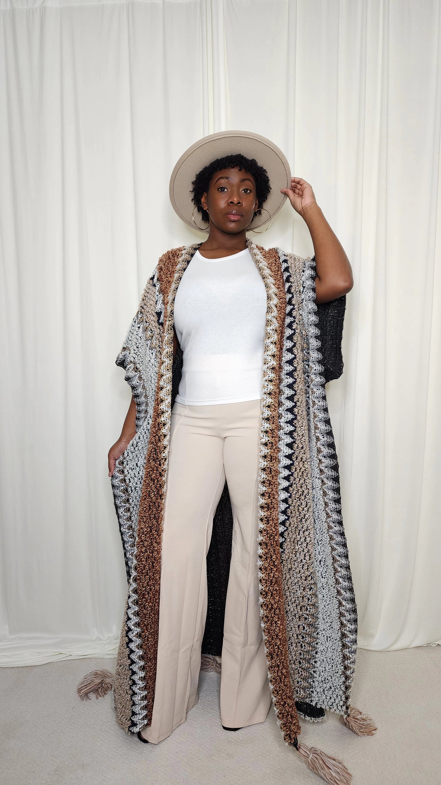 Brown Cardigan w/ Bottom Tassels