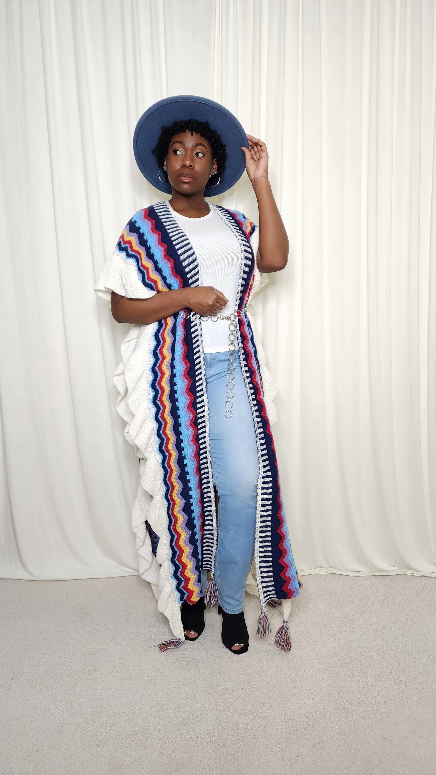 Blue/Multi Colored Maxi Shawl