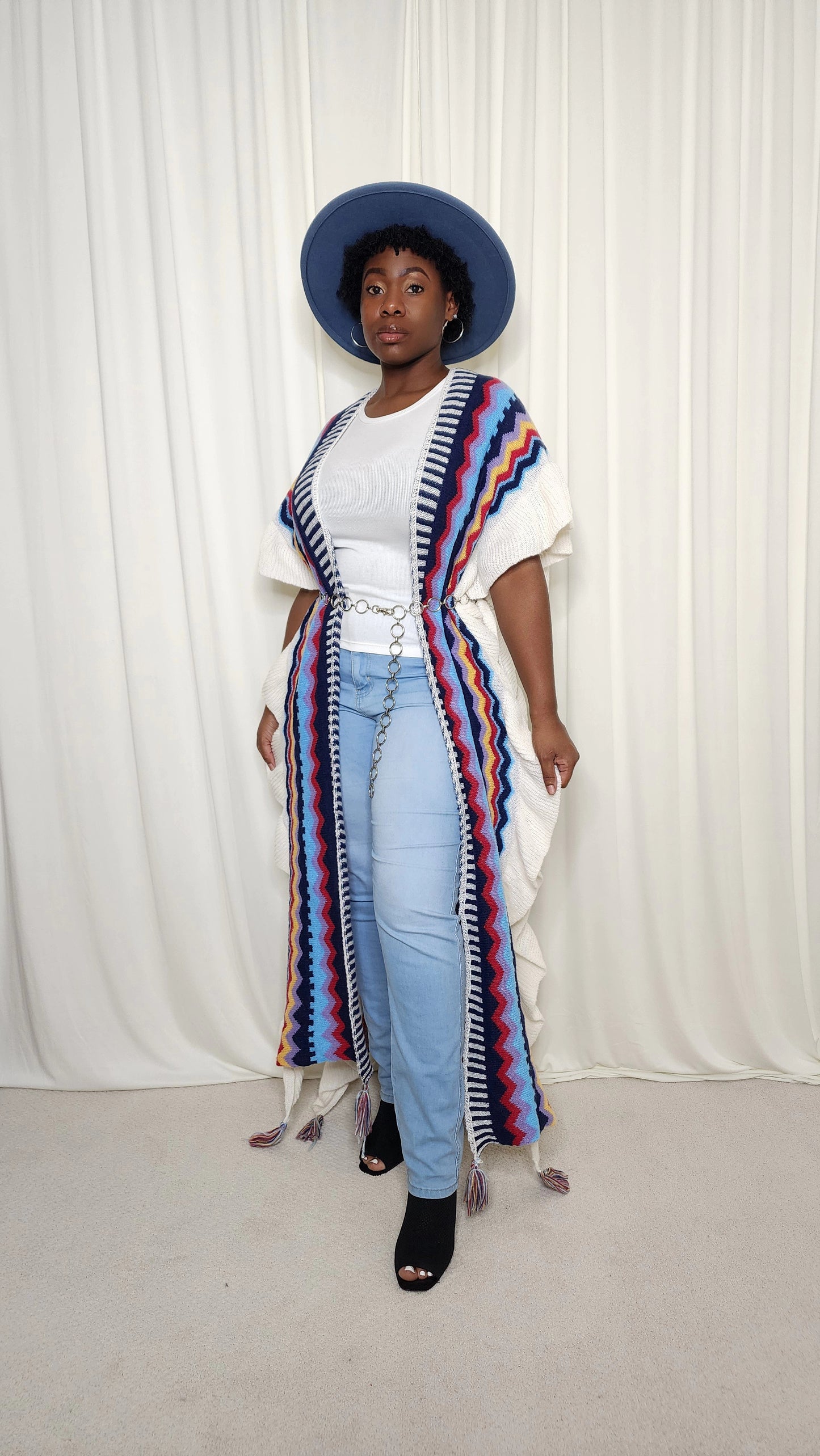 Blue/Multi Colored Maxi Shawl