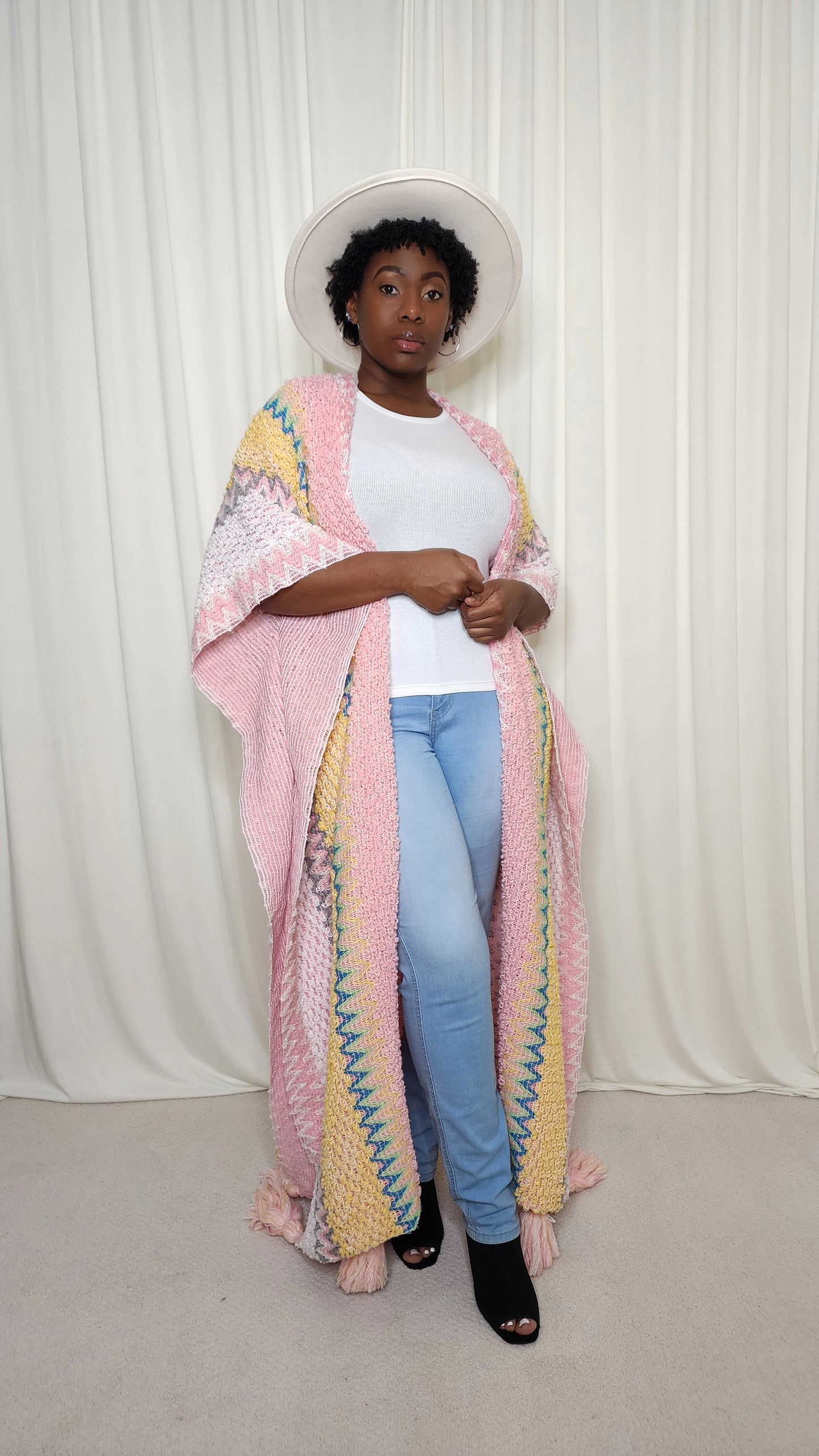 Pink Cardigan w/ Bottom Tassels