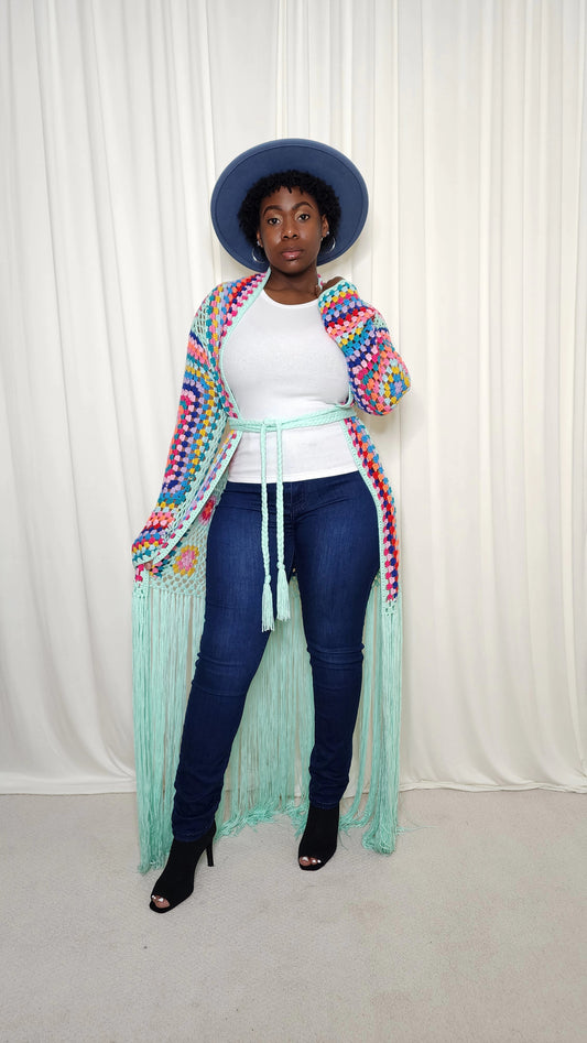 Mint Green Crochet Cardigan