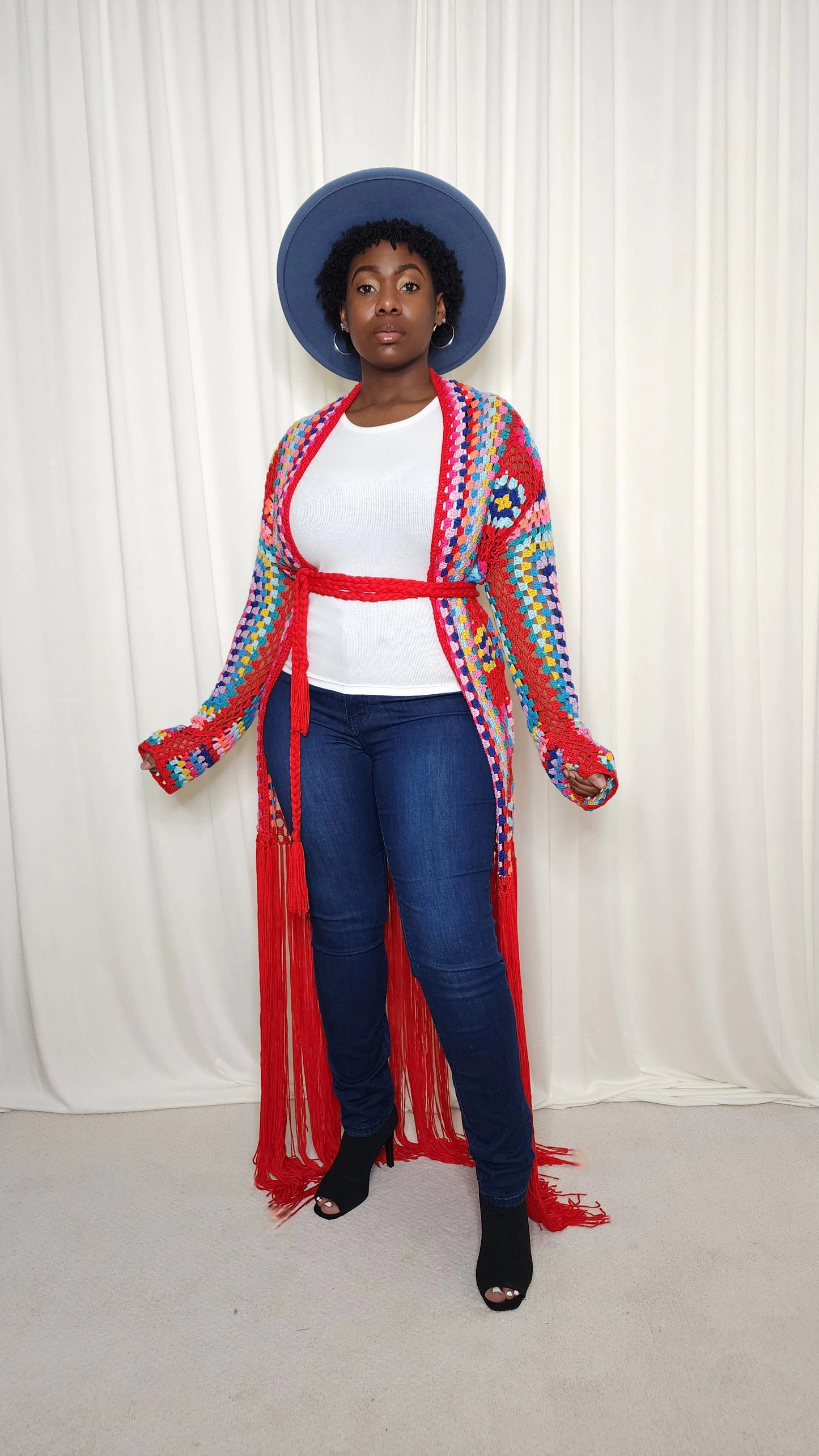 Red Crochet Cardigan