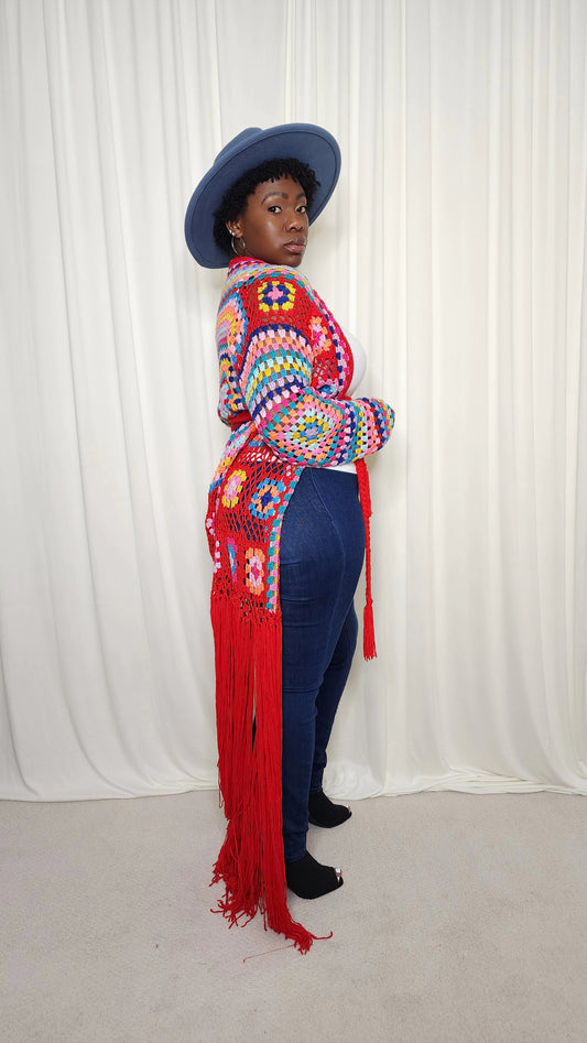 Red Crochet Cardigan