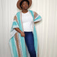 Turquoise Blue Cardigan w/ Bottom Tassels
