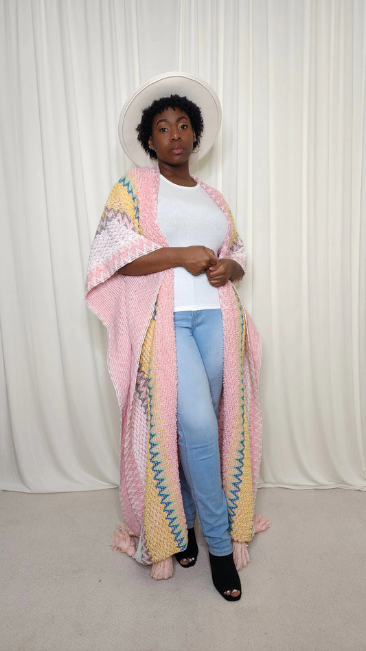 Pink Cardigan w/ Bottom Tassels
