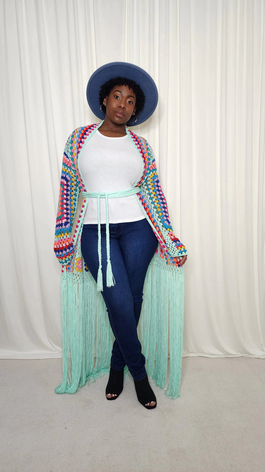 Mint Green Crochet Cardigan