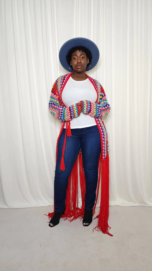 Red Crochet Cardigan